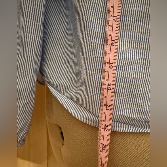EUC Lucky Brand Blue & White Striped Pintuck Button-Down Cotton Blouse - Picture 4 of 6